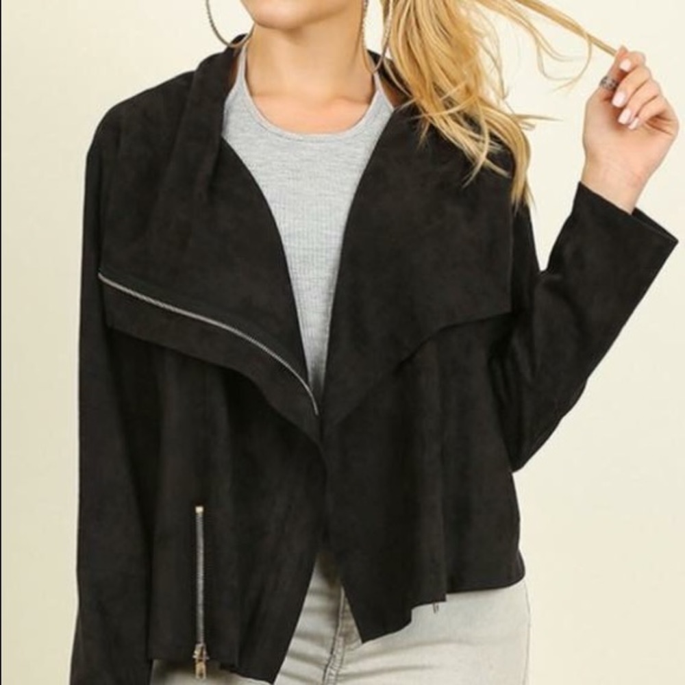 NWT BLACK SUEDE MOTO JACKET